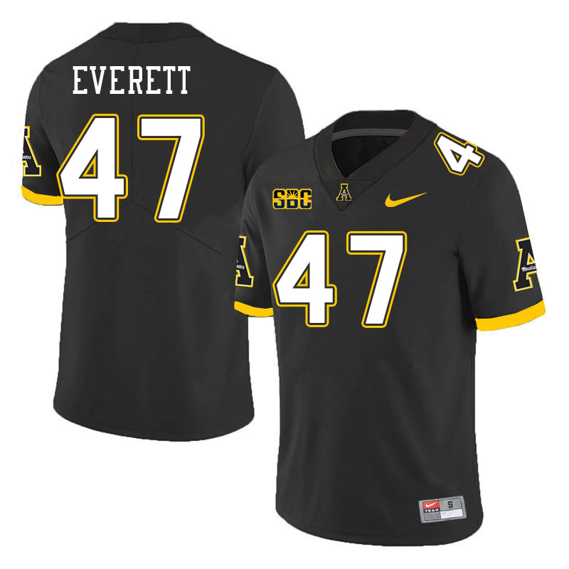 Men #47 Carter Everett Appalachian State Mountaineers College Football Jerseys Stitched Sale-Black - Click Image to Close